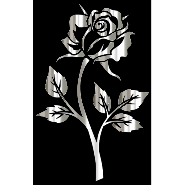 Polished Silver Rose Silhouette