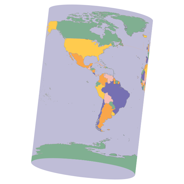 Political Map Earth Cylinder