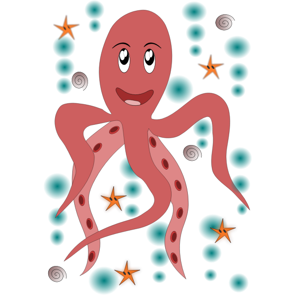 Vector drawing of pink octopus
