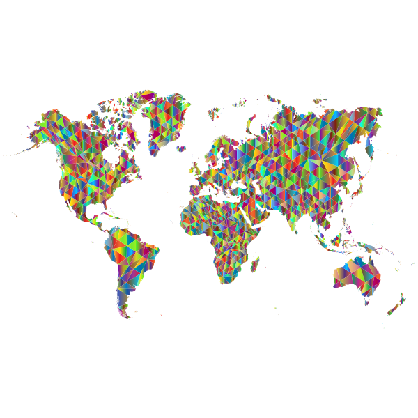 Polychromatic Low Poly World Map
