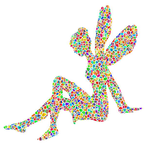 Polychromatic Tiled Female Fairy Relaxing No Background
