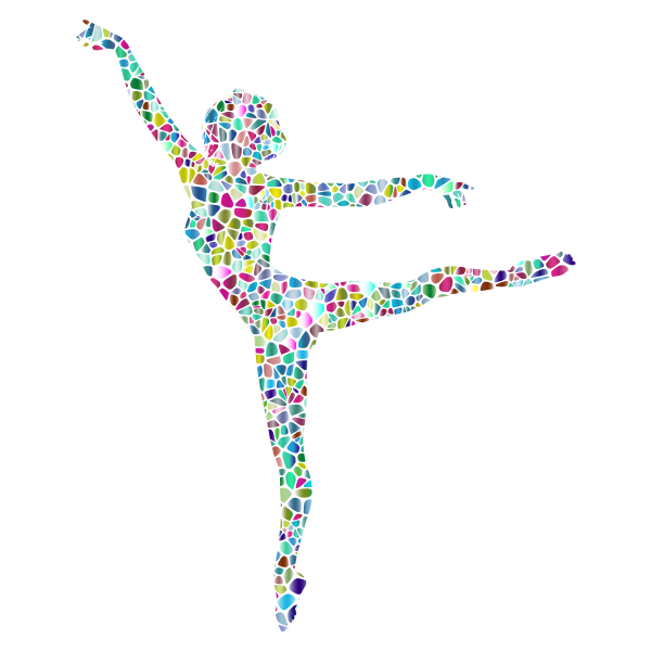 Polychromatic Tiled Lithe Dancing Woman Silhouette 2 No Background