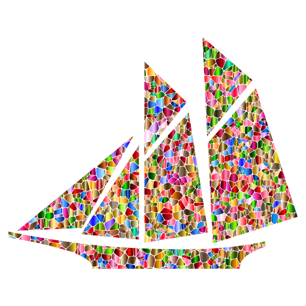 Polychromatic Tiled Sailboat
