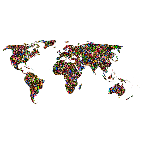 Polychromatic Tiled World Map