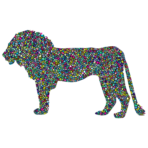 Polyprismatic Tiled Lion Profile Silhouette With Background