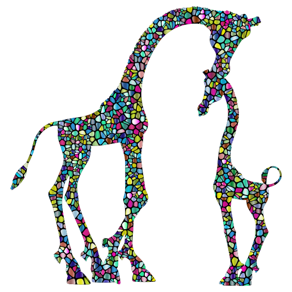 Polyprismatic Tiled Mother And Child Giraffe Silhouette Variation 2