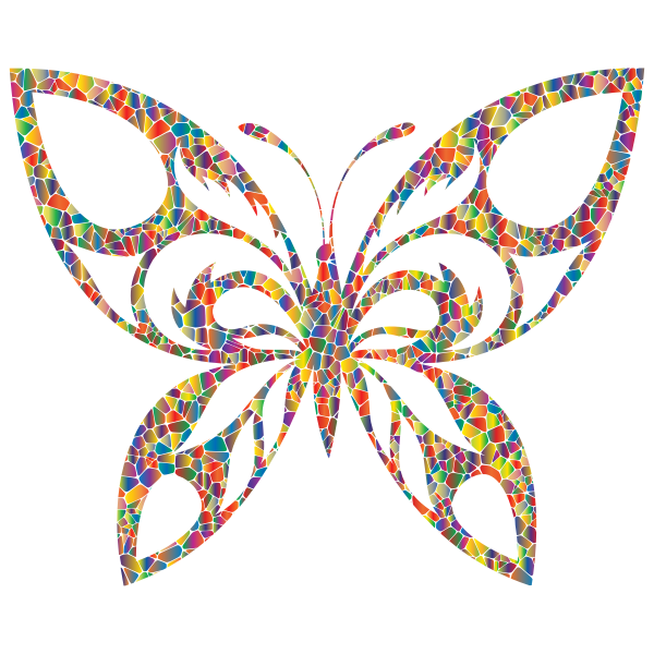Polyprismatic Tiled Tribal Butterfly Silhouette