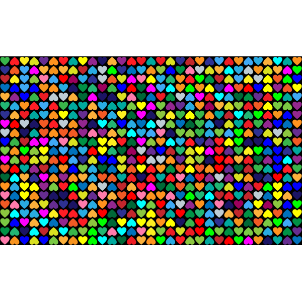 Prismatic Alternating Hearts Pattern Background 2 With Black Background