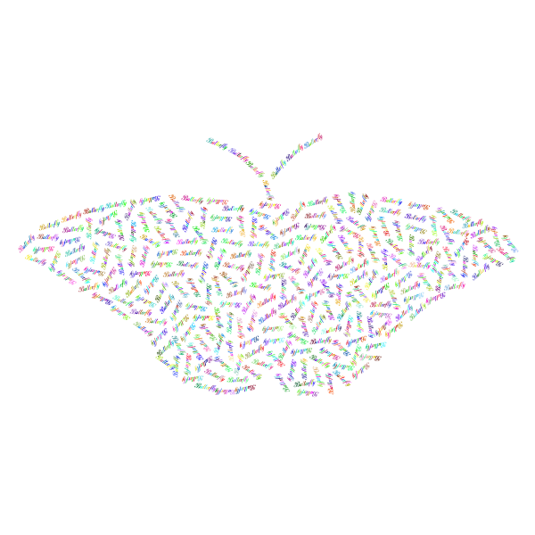 Prismatic Butterfly Typography No Background