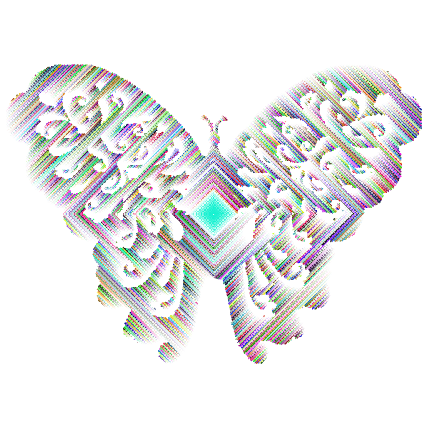 Prismatic Contemporary Art Flourishful Butterfly Silhouette