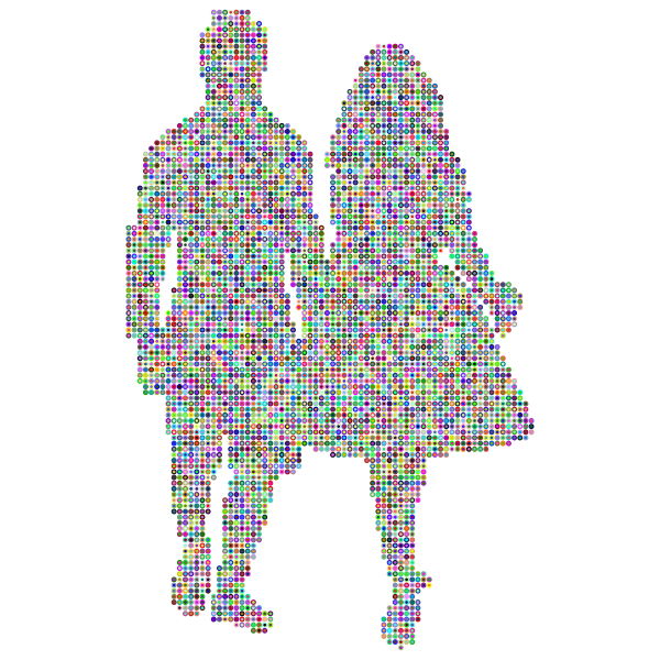 Prismatic Couple Holding Hands Silhouette 2