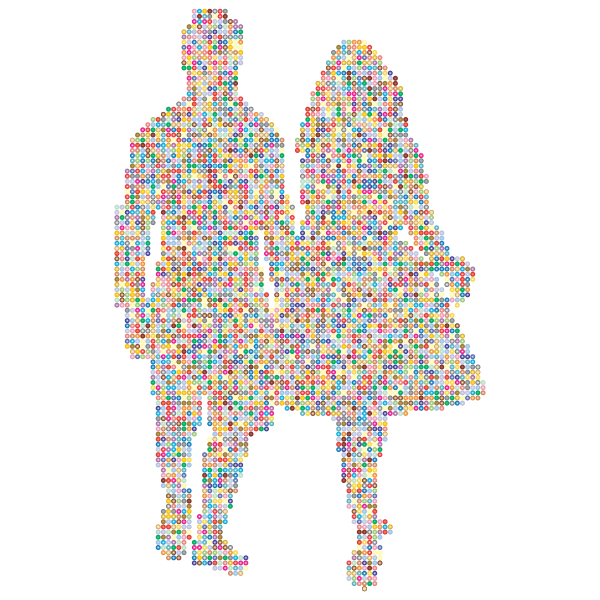 Prismatic Couple Holding Hands Silhouette 3