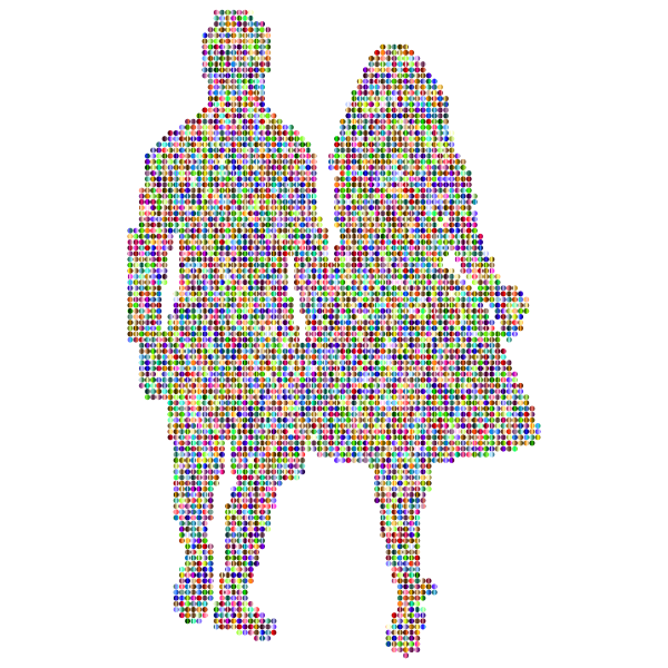 Prismatic Couple Holding Hands Silhouette 4