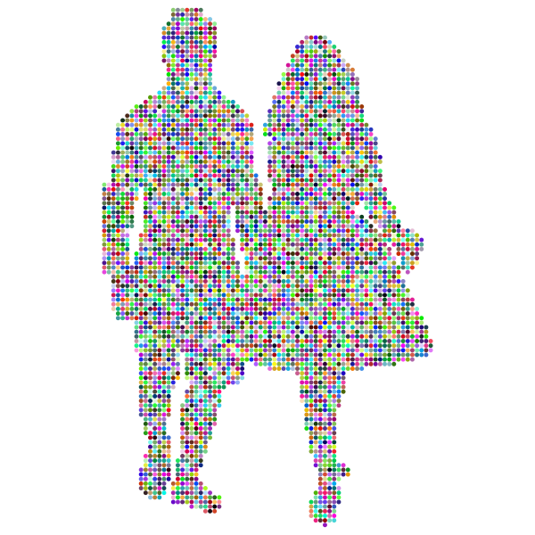 Prismatic Couple Holding Hands Silhouette