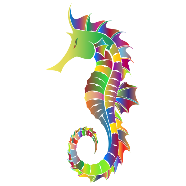 Prismatic Detailed Seahorse Silhouette
