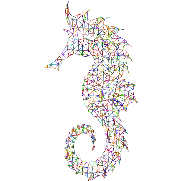 Prismatic Detailed Seahorse Wireframe No Background