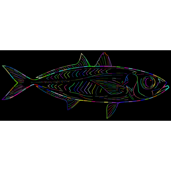 Prismatic Fish Line Art With Background