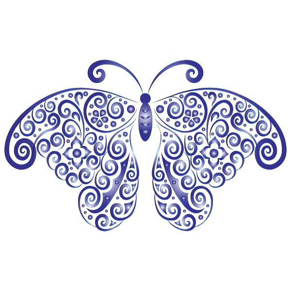 Prismatic Floral Flourish Butterfly Silhouette 7 No Background