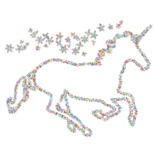 Prismatic Floral Magical Unicorn Outline 2