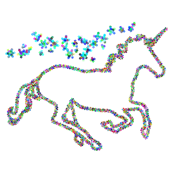 Prismatic Floral Magical Unicorn Outline