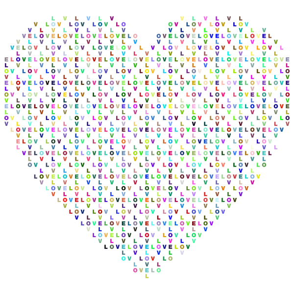 Prismatic Heart Love Typography