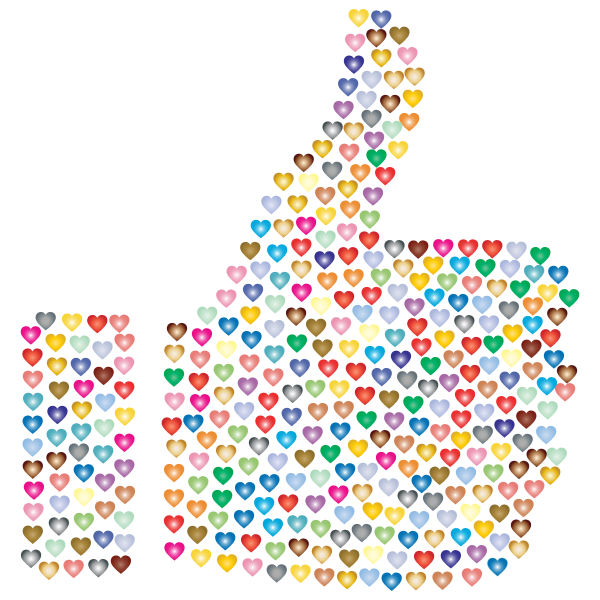Prismatic Hearts Thumbs Up Silhouette 3 No Background