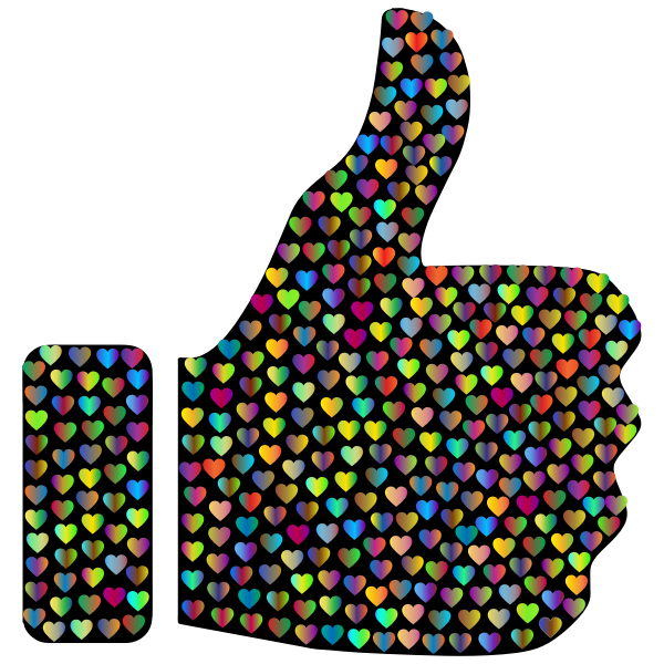 Prismatic Hearts Thumbs Up Silhouette 4