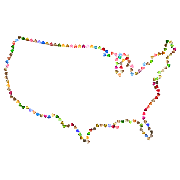 Prismatic Hearts United States Map 4 Variation 2