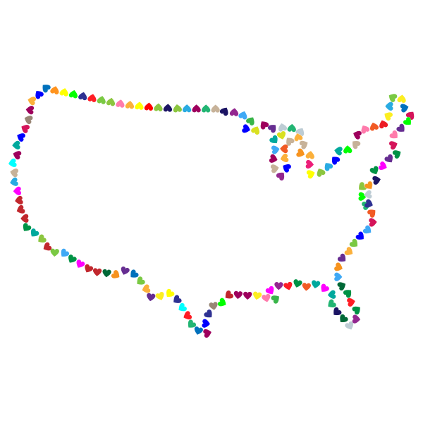 Prismatic Hearts United States Map