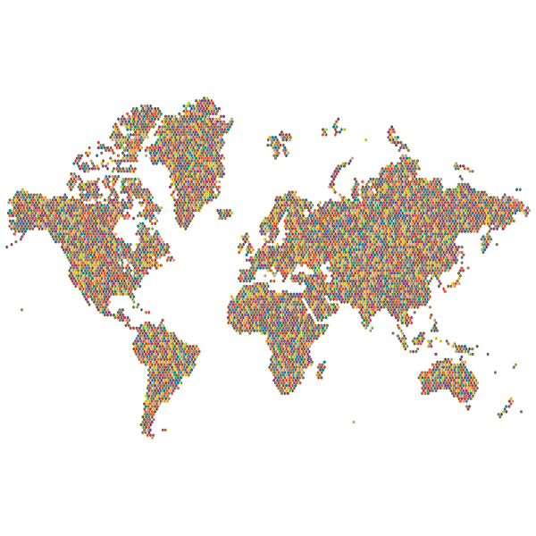 Prismatic Hexagonal World Map 3 No Background