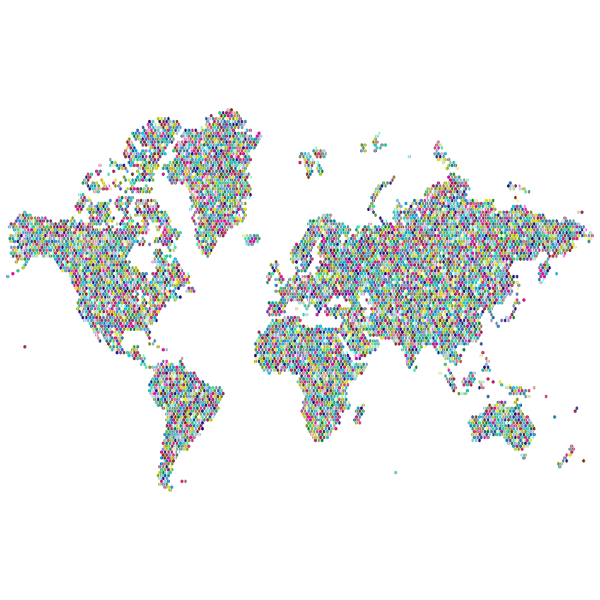 Prismatic Hexagonal World Map 4 No Background