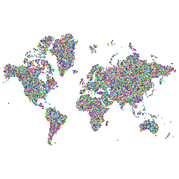 Prismatic Hexagonal World Map No Background