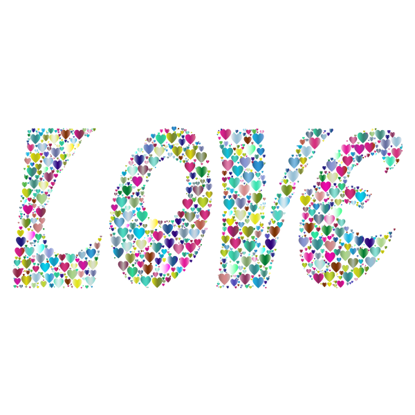 Prismatic Love Hearts Typography 2