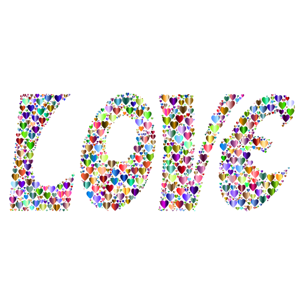 Prismatic Love Hearts Typography 4