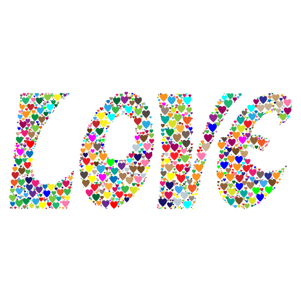 Prismatic Love Hearts Typography