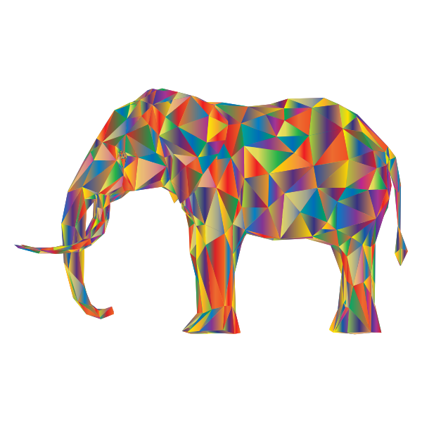 Prismatic Low Poly 3D Elephant Variation 4
