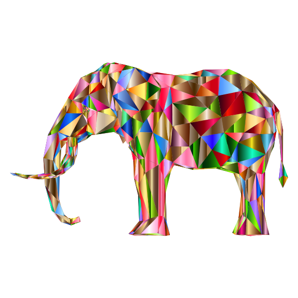 Prismatic Low Poly 3D Elephant Variation 5