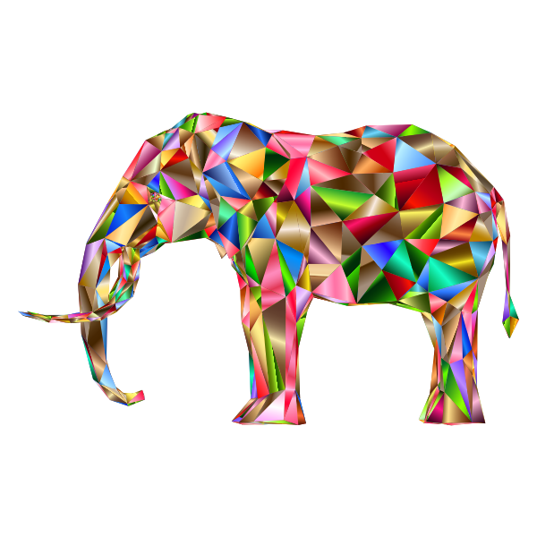 Prismatic Low Poly 3D Elephant Variation 6