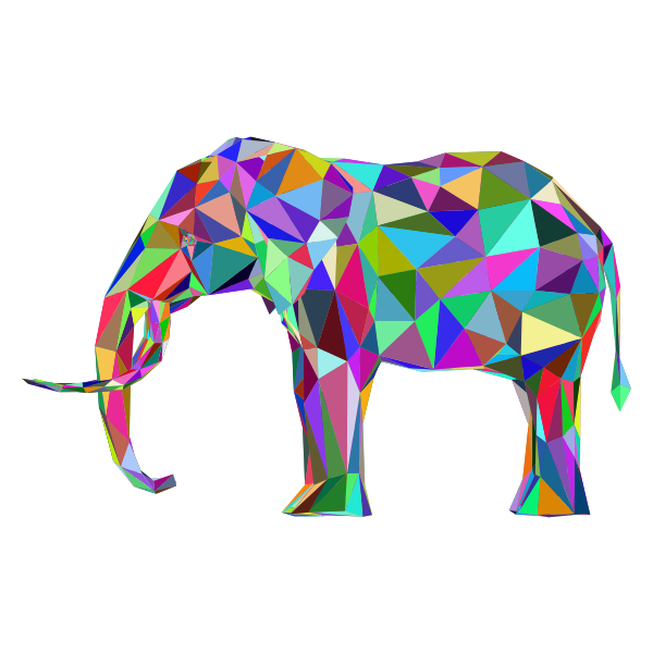 Prismatic Low Poly 3D Elephant