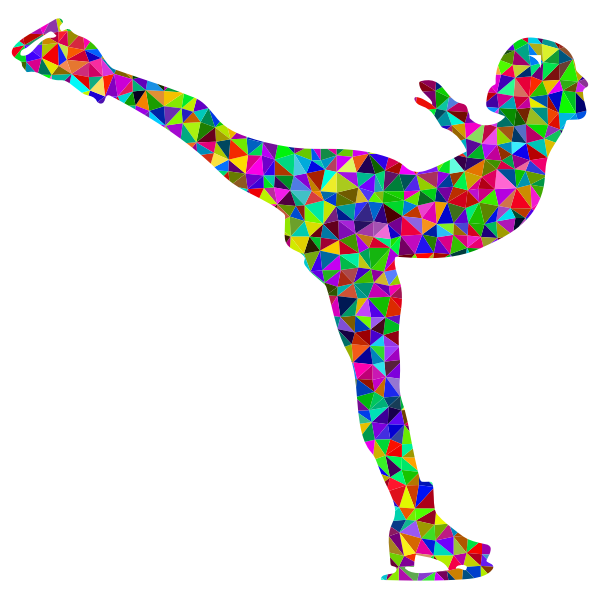 Prismatic Low Poly Ice Skating Woman