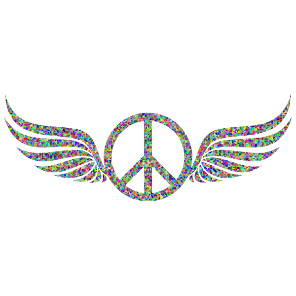 Prismatic Low Poly Peace Sign Wings