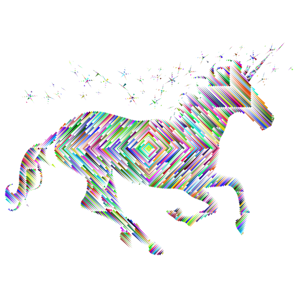 Prismatic Magical Unicorn Silhouette Concentric