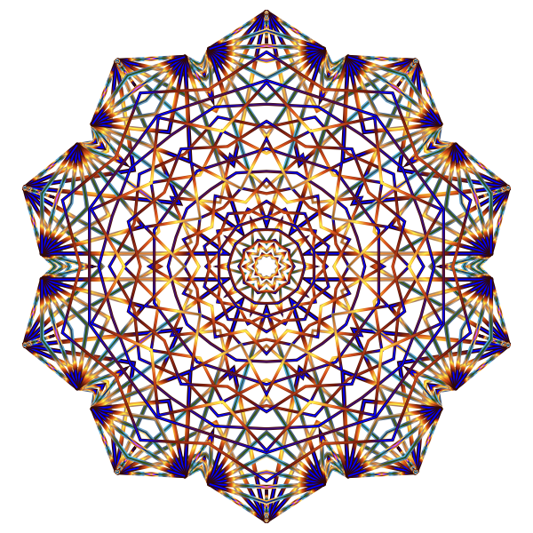 Prismatic Mandala Line Art No Background