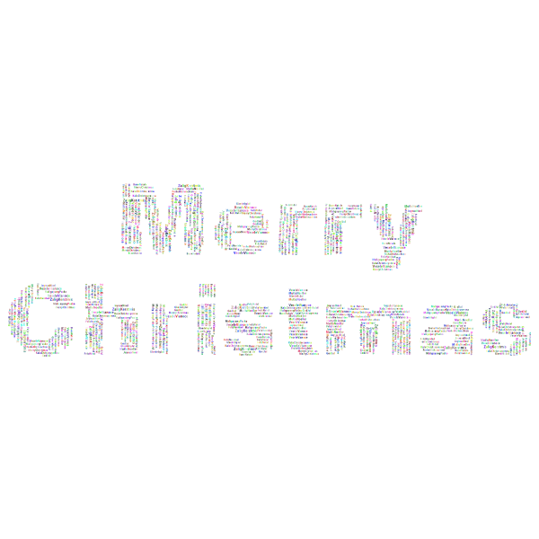 Prismatic Merry Christmas Word Cloud No Background