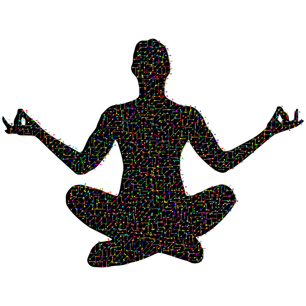 Download Prismatic Molecular Yoga Pose Silhouette 14 With Background | Free SVG