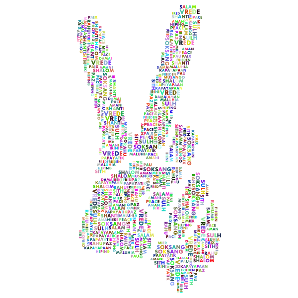 Prismatic Peace Hand Sign Smoothed Word Cloud