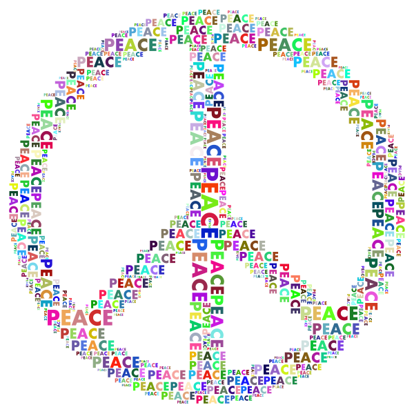Prismatic Peace Sign Word Cloud No Background