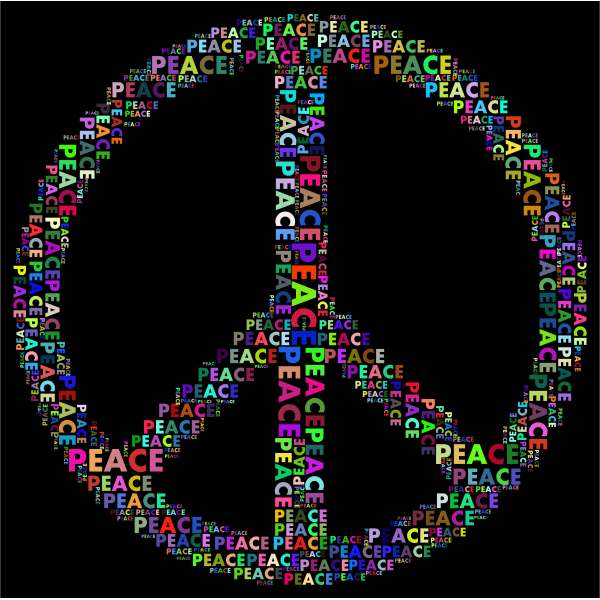 Prismatic Peace Sign Word Cloud | Free SVG