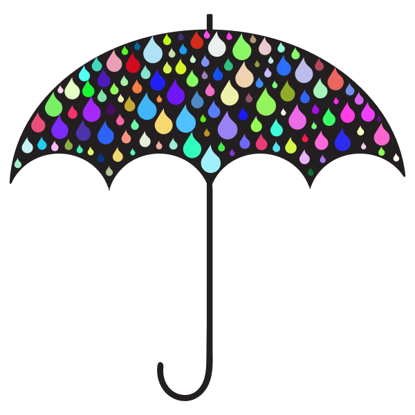 Prismatic Rain Drops Umbrella Silhouette