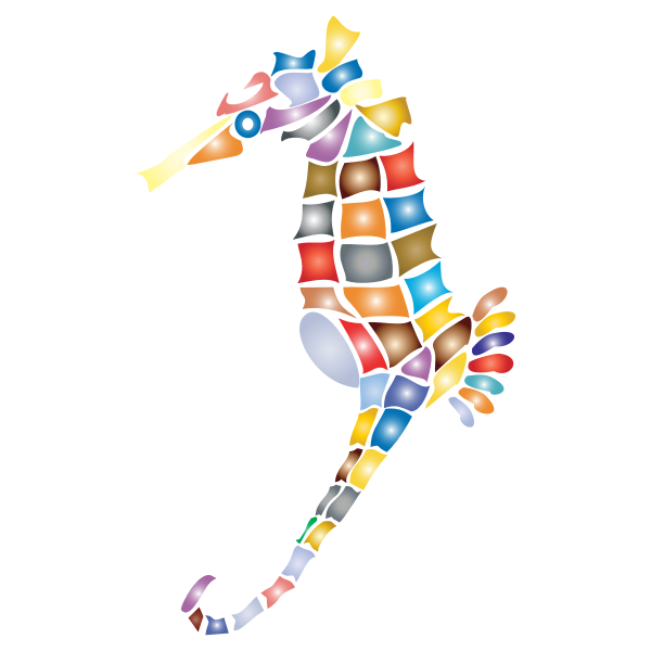 Prismatic Stylized Seahorse Silhouette 2